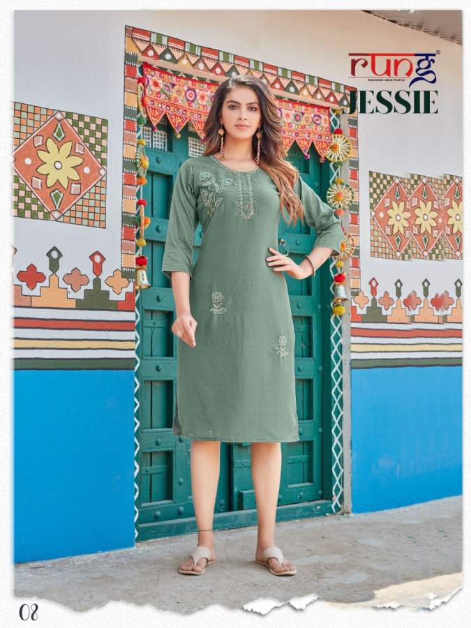 Rung Jessie Party Wear Heavy Chinon Silk Designer Kurti Collection
